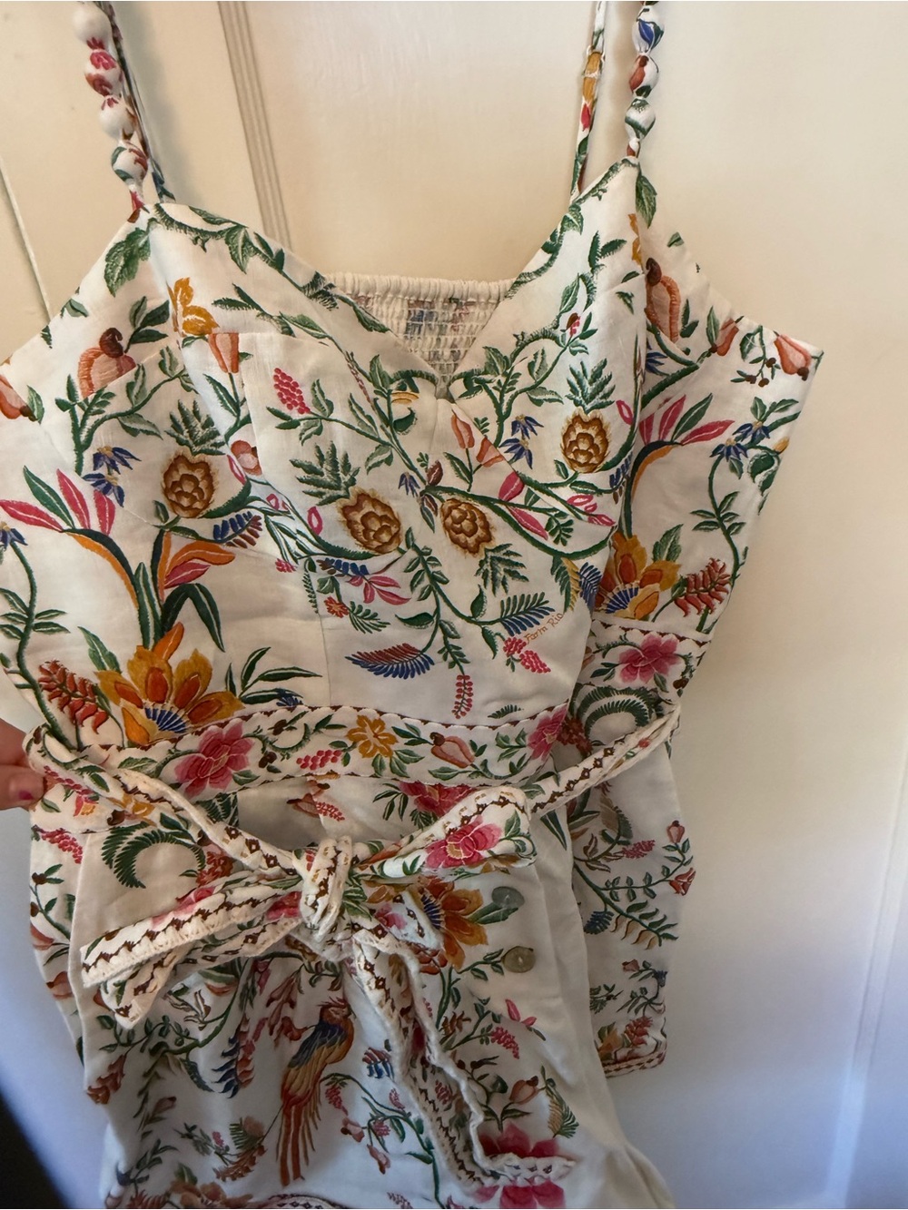 FARM Rio White Floral Embroidered Cami with Tie - Picture 2 of 5